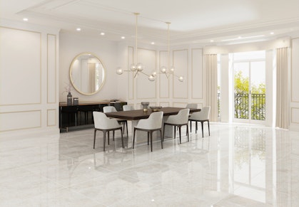 Luxury Dining Room Inspirations with Big Size Porcelain Tiles